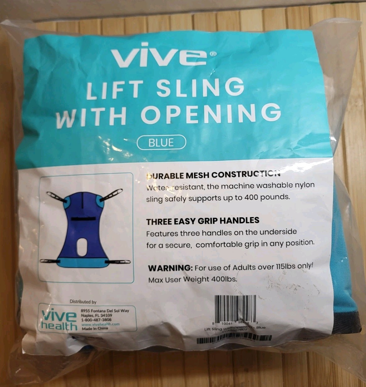 Vive Patient Lift Sling with Opening Supports Up To 400lb Durable Machine Wash