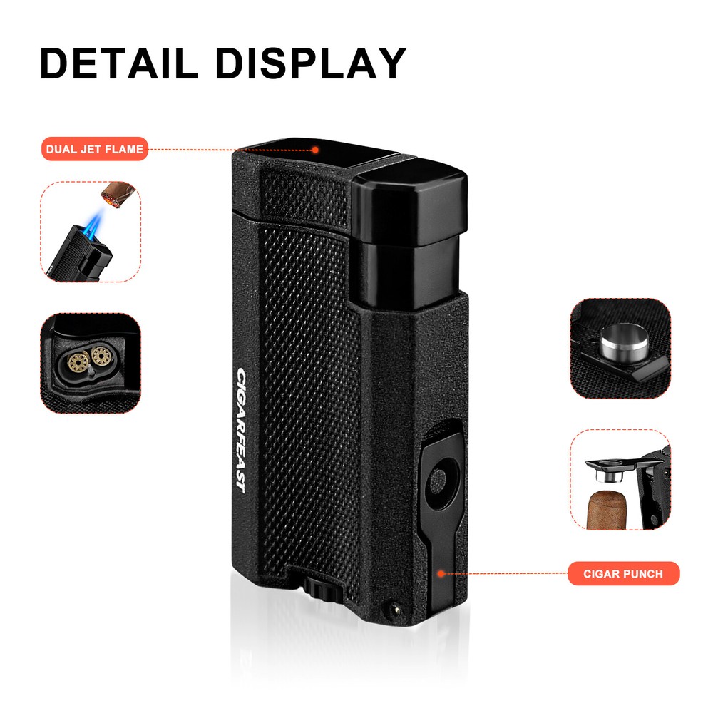 Torch Lighter Butane Refillable Dual Jet Flame Adjustable Windproof Lighter Gift