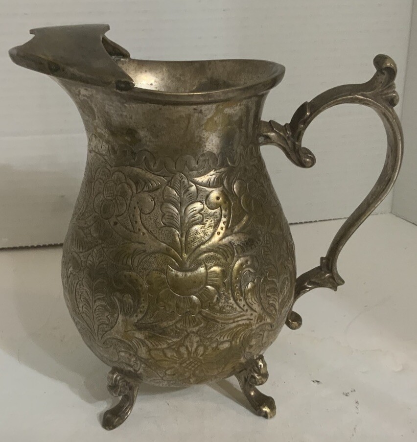 Victorian Era William Adam Towle Silver Plated Embossed Water Pitcher