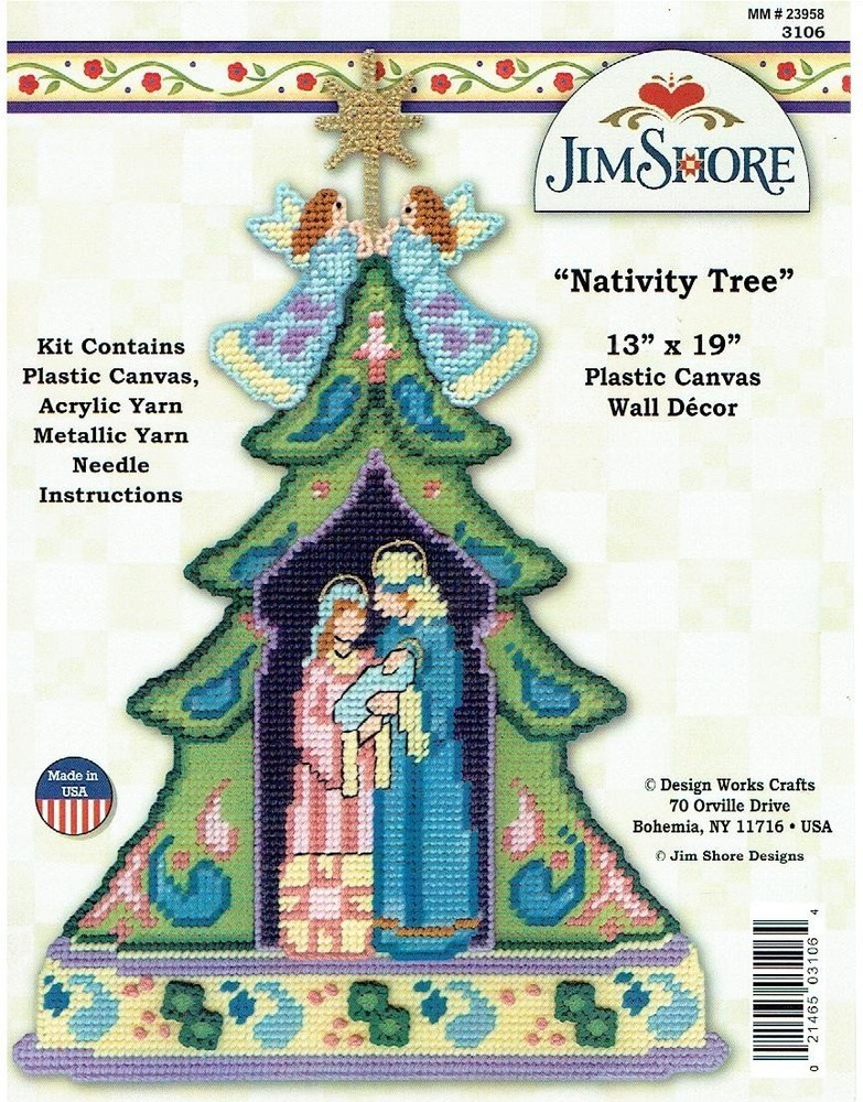 NATIVITY TREE WALL HANGING 7ct  plastic canvas PATTERN  (#TF0434)