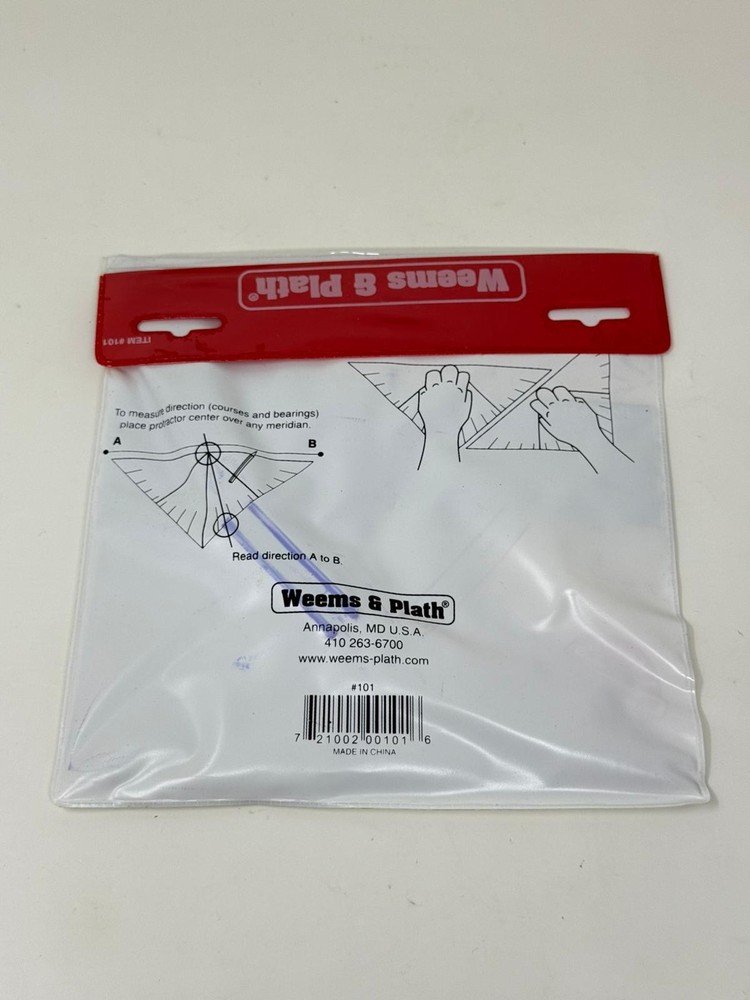 New Weems & Plath Protractor Triangle with Handle in Plastic Sleeve
