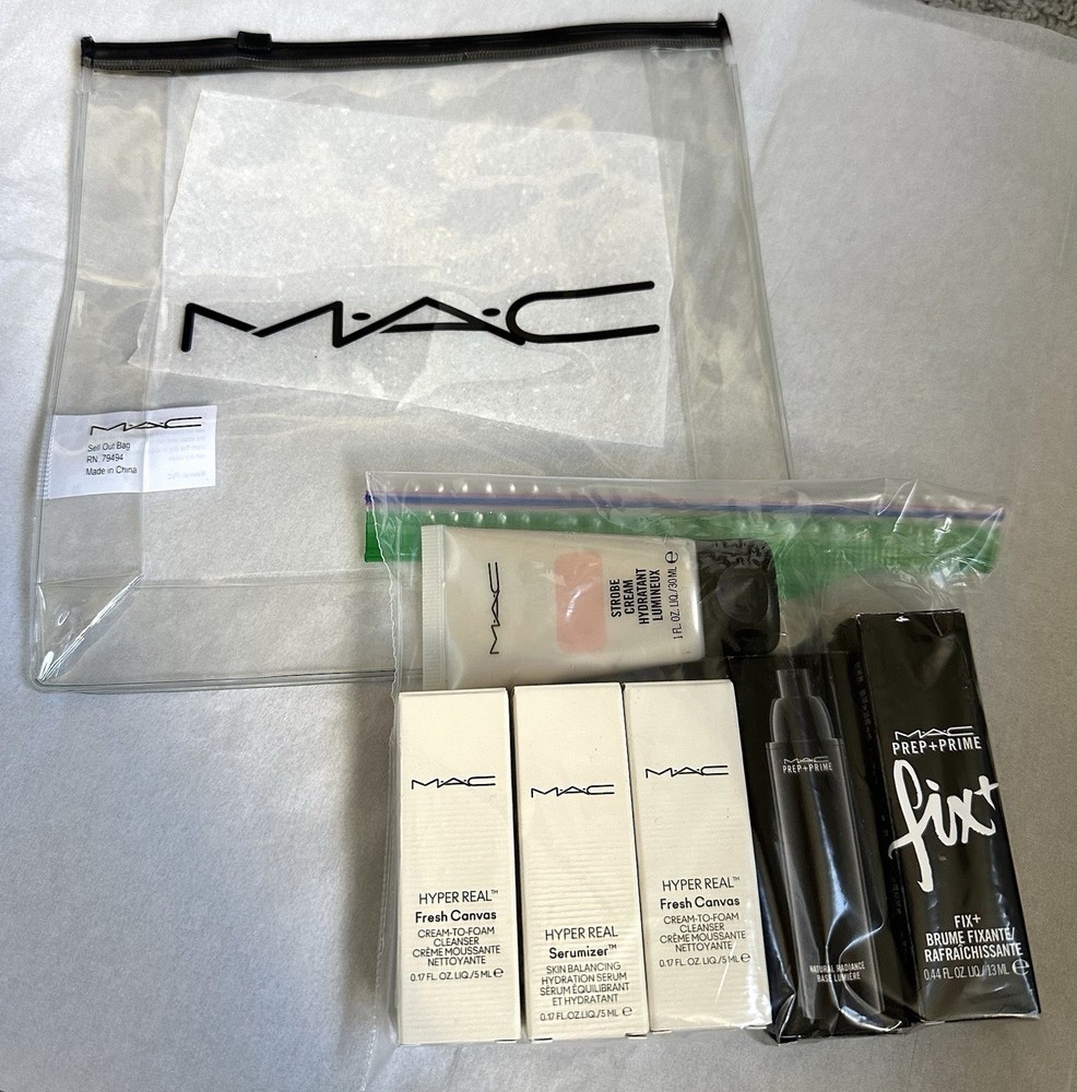 7PC MAC Makeup Set/Strobe Cream/Prep + Prime Setting Spray/Hyper Real Serumizer