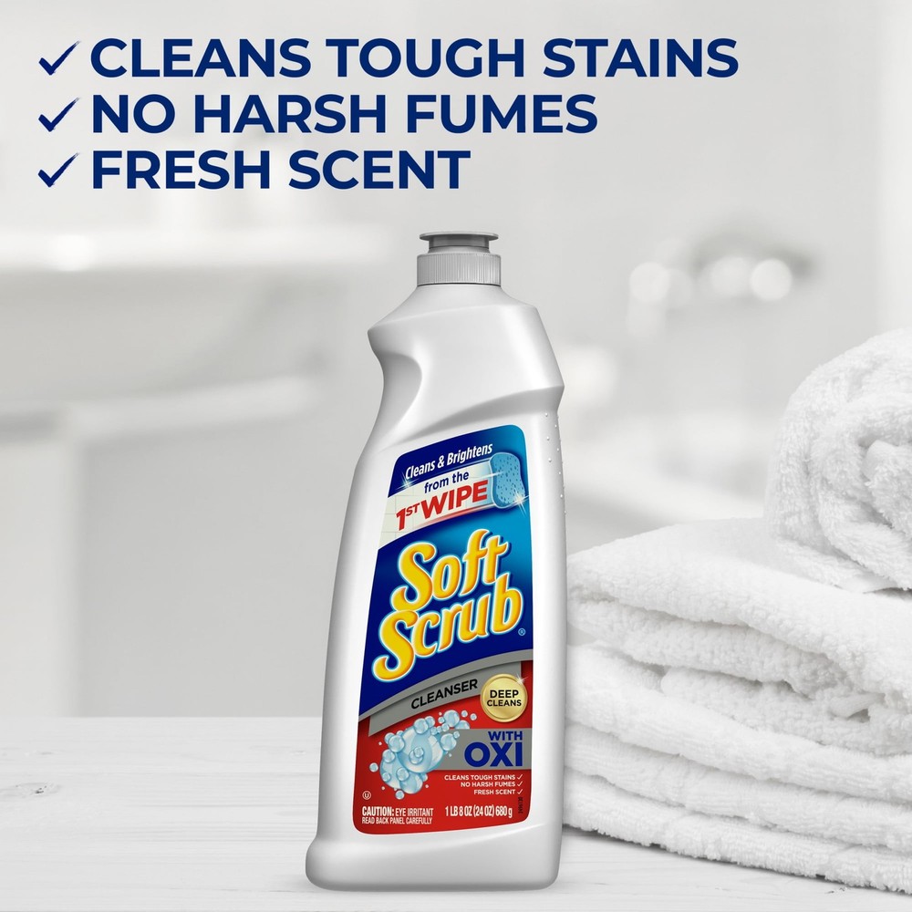 (2 Pack) Soft Scrub Multi-Purpose Cleanser with OXI, Surface Cleaner, 24 Ounce
