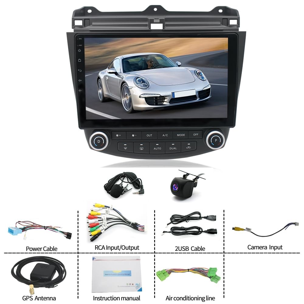 Android 14 Double Din 10" Touch Screen Car Stereo Wireless Carplay Backup Camera