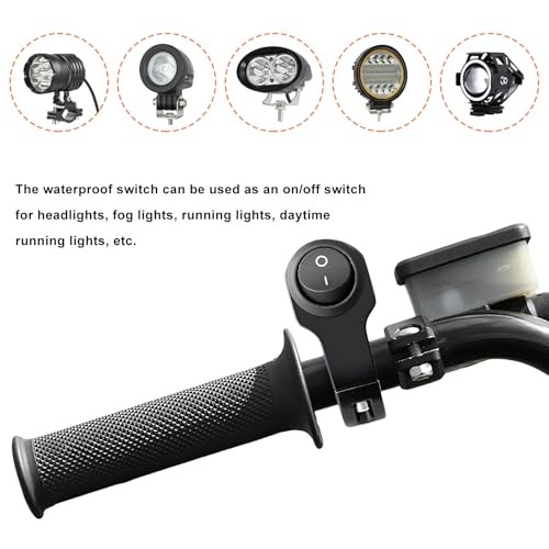 Motorcycle Handlebar Switch, 12V Waterproof Handlebar Light Switch with 2 PCS