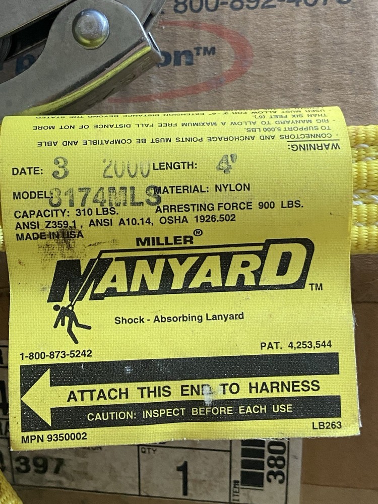 miller rope grab 8174MLS4 4 FT NEW