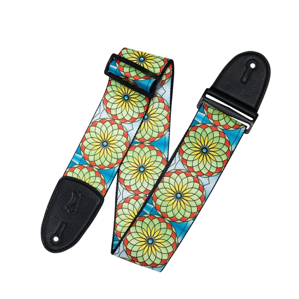 Levy's 3" Stained Glass Pattern Poly Guitar Strap - Spring Bloom