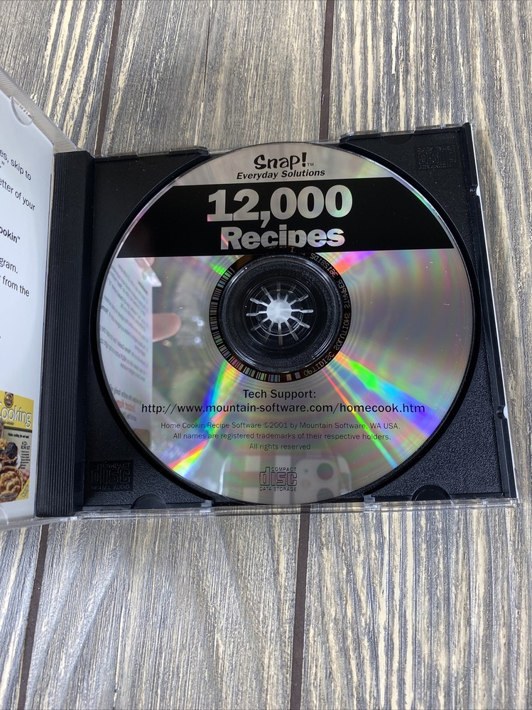 Snap Everyday Solutions 12000 Recipes Computer Disc PC Software 2001