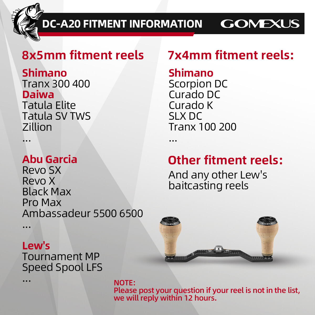 Gomexus Cork Power Handle 7mmx4mm for Shimano Antares Aldebaran Curado DC Reel