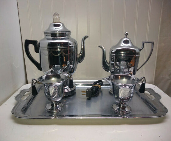 Farberware Electric Percolator Chrome Coffee Urn Coffee Tea Maker Server Set