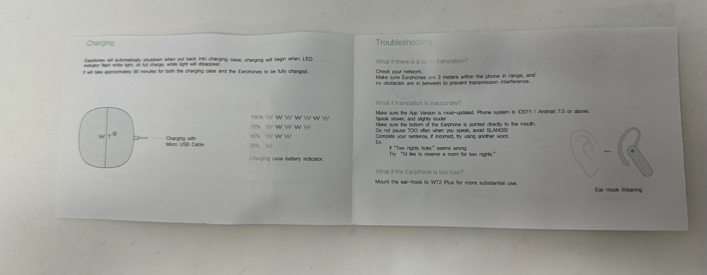 Timekettle WT2 Plus Earphone Earbuds Translator Mutual Interpreter 40 Languages