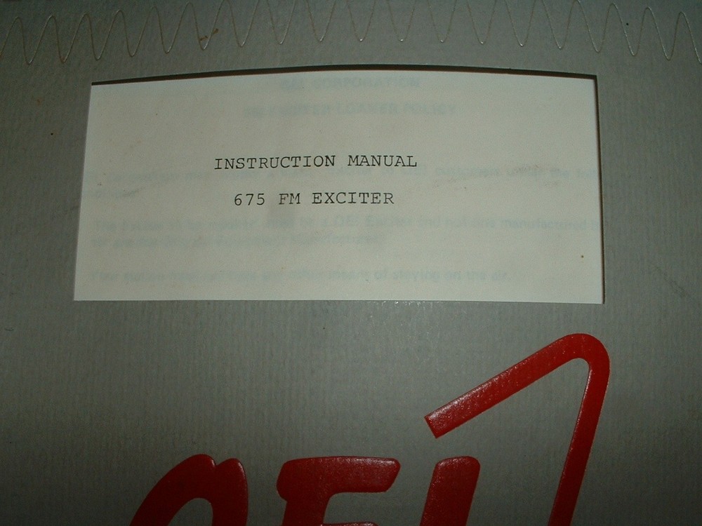 FM Exciter Manual, QEI 675, Ham Radio, Broadcast