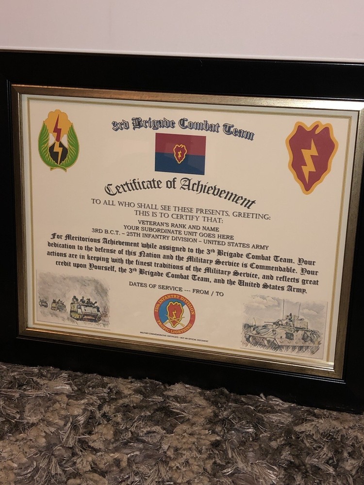 3RD B.C.T. / 25TH INFANTRY DIVISION (COMMEMORATIVE CERTIFICATE)