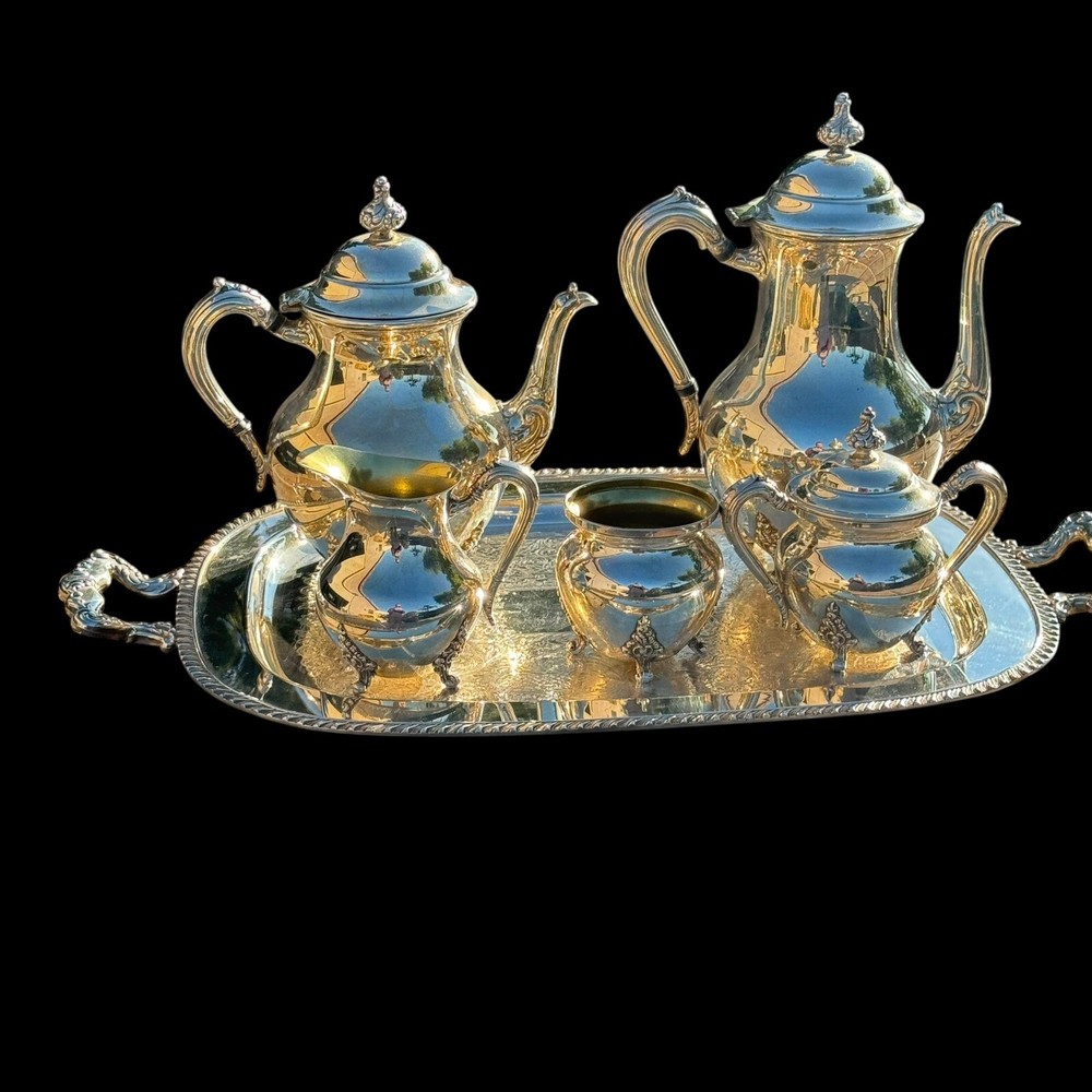 Antique Sheets Rockford 1875 6 Pc Silverplate Coffee Tea Serving Set #1320