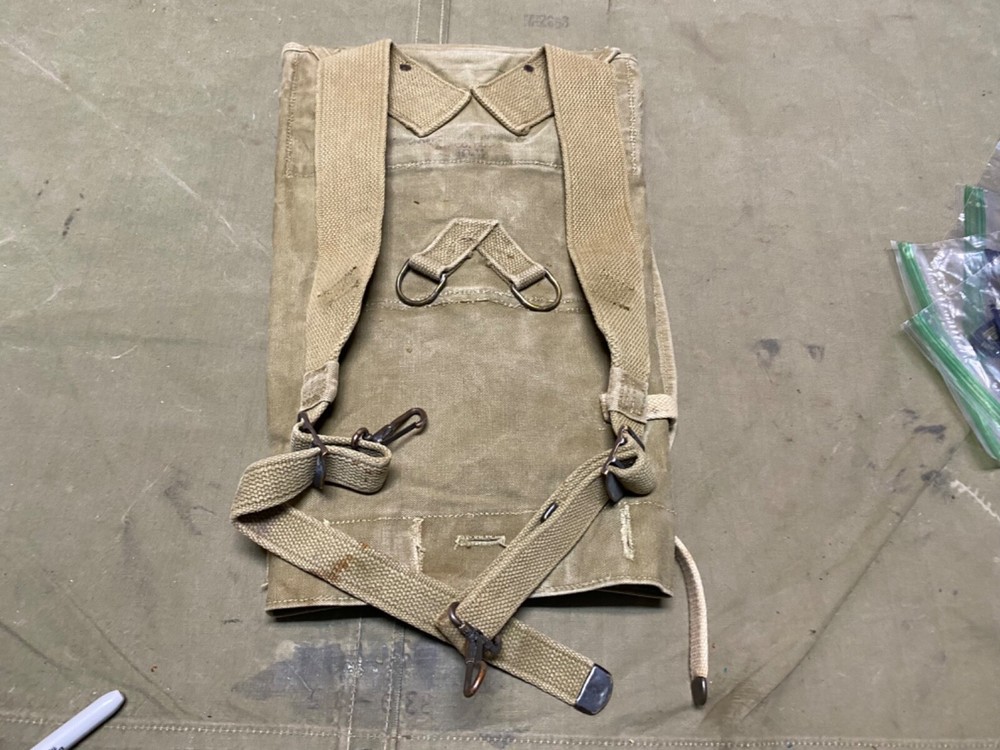 ORIGINAL WWII US ARMY M1928 COMBAT FIELD HAVERSACK BACKPACK-OD#3