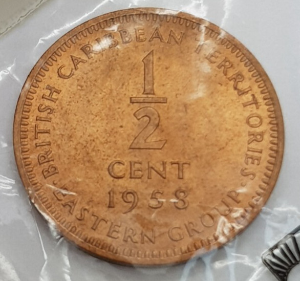 1958 British E Caribbean Territories 1/2 Cent