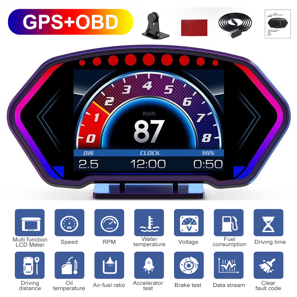 ANCEL P3 Head Up Display Auto GPS Speedometer Multi-function OBD LCD Instrument