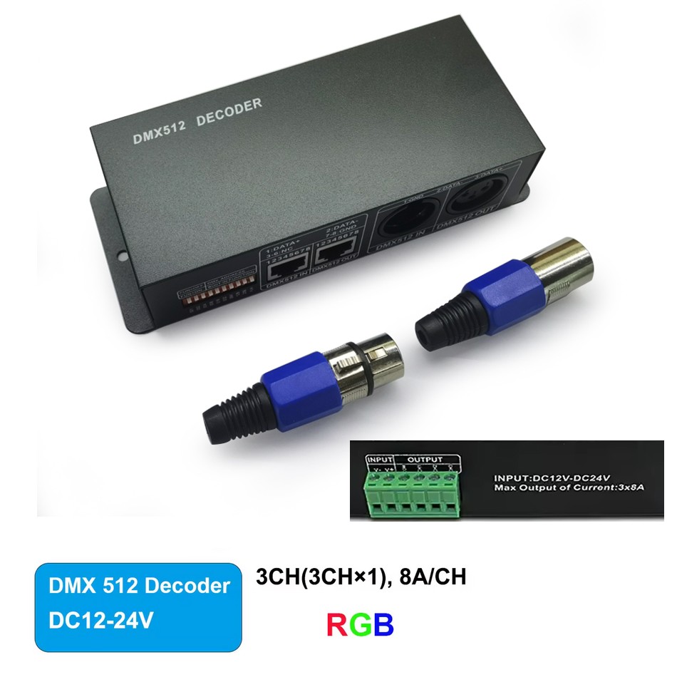 DMX512 Decoder 24 channel with Digital Display RGB RGBW LED strip controller