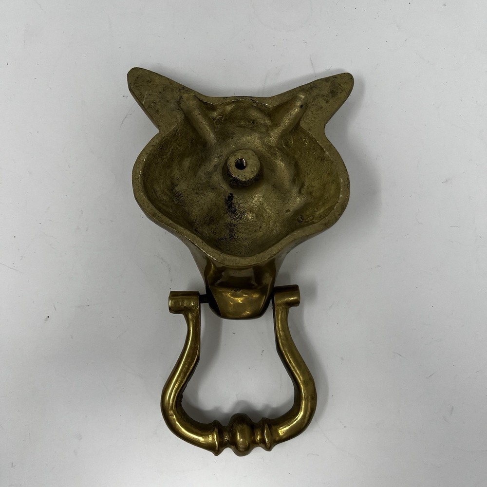 Vintage or Antique Heavy solid brass Fox Head 7.5" door knocker