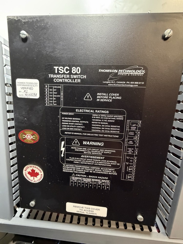 Thompson Technology Automatic Transfer Switch TS 873A0800A1AY 1EKKAA 600V 800A