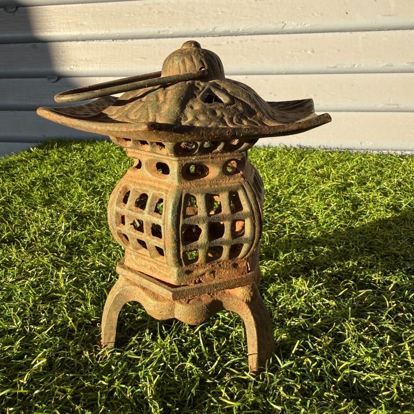 Vintage Japanese Cast Iron Pagoda Garden Candle Lantern 1940s