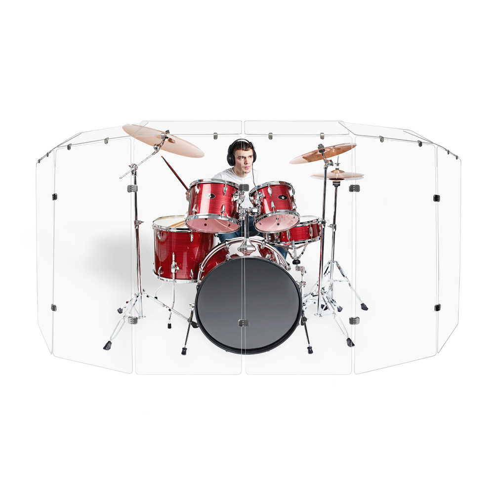 Drum Shield - 2 ft x 4 ft Drum Screen 6 Panels with Deflectors and Chrome Hinges