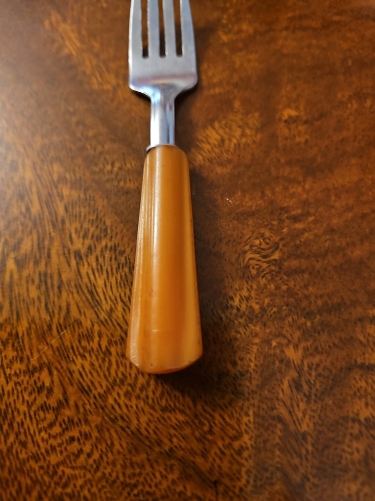 Vintage Butterscotch Bakelite Toddler Fork 5"
