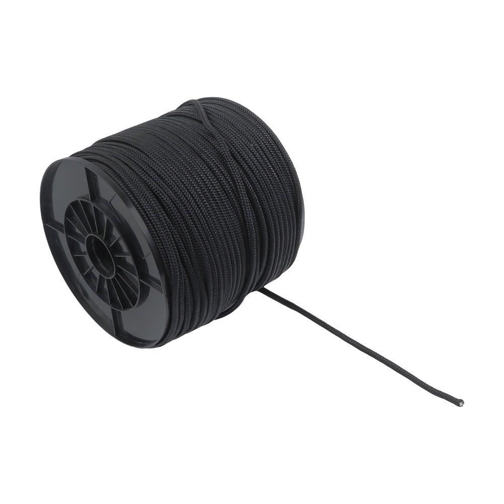 1/4" × 500' Black Nylon Rope Sturdy Spool Solid Braid Knot Rope Multipurpose