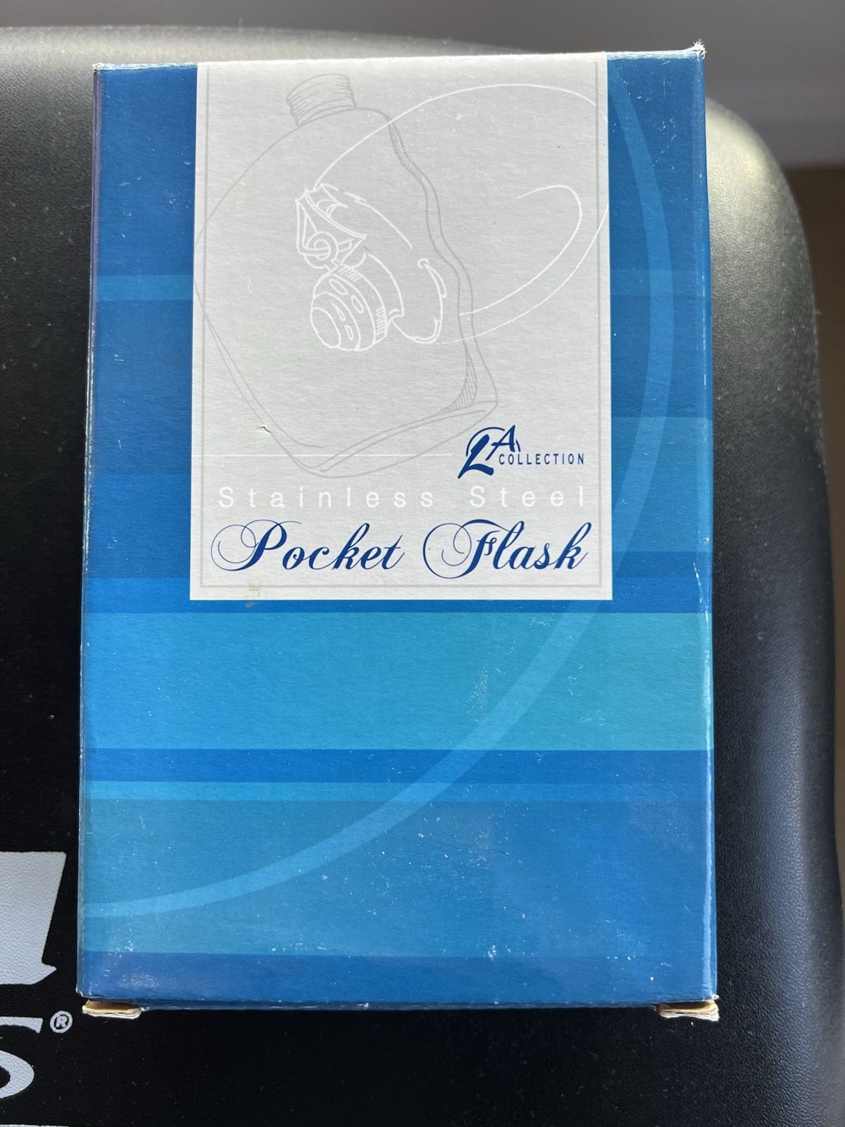 Aston Martin Leather And Stainless 7 oz Hip Flask. From LA Collection With Box.