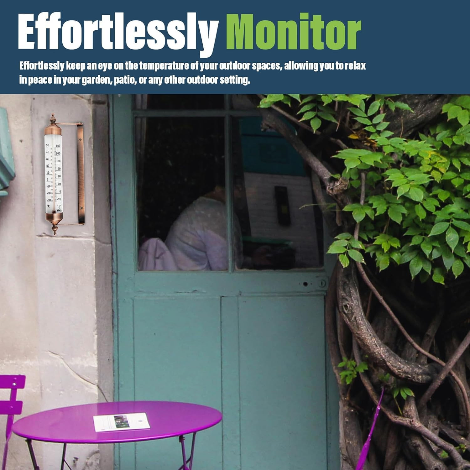 10 Inch Large Numbers Steel Outdoor Thermometer