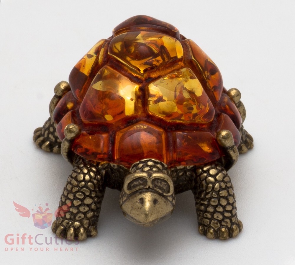 Solid Brass Amber Figurine Tortoise Turtle talisman Totem IronWork