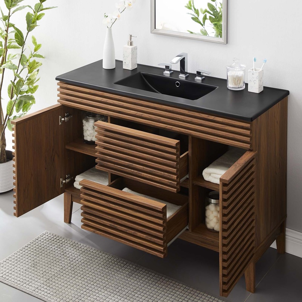 Modway Render 48" Single Bathroom Vanity in Walnut Black