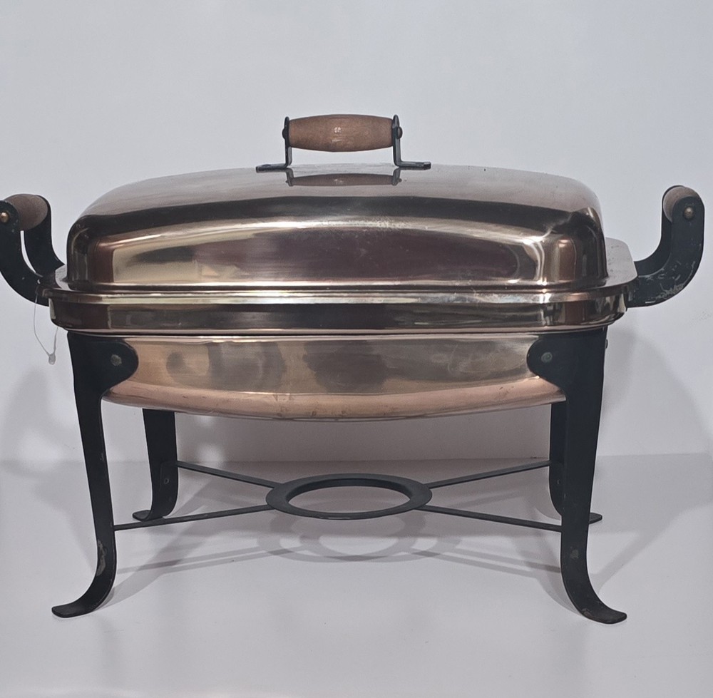 Chafer Dish Copper Tone w/ Serving Pan Handles 8 quart