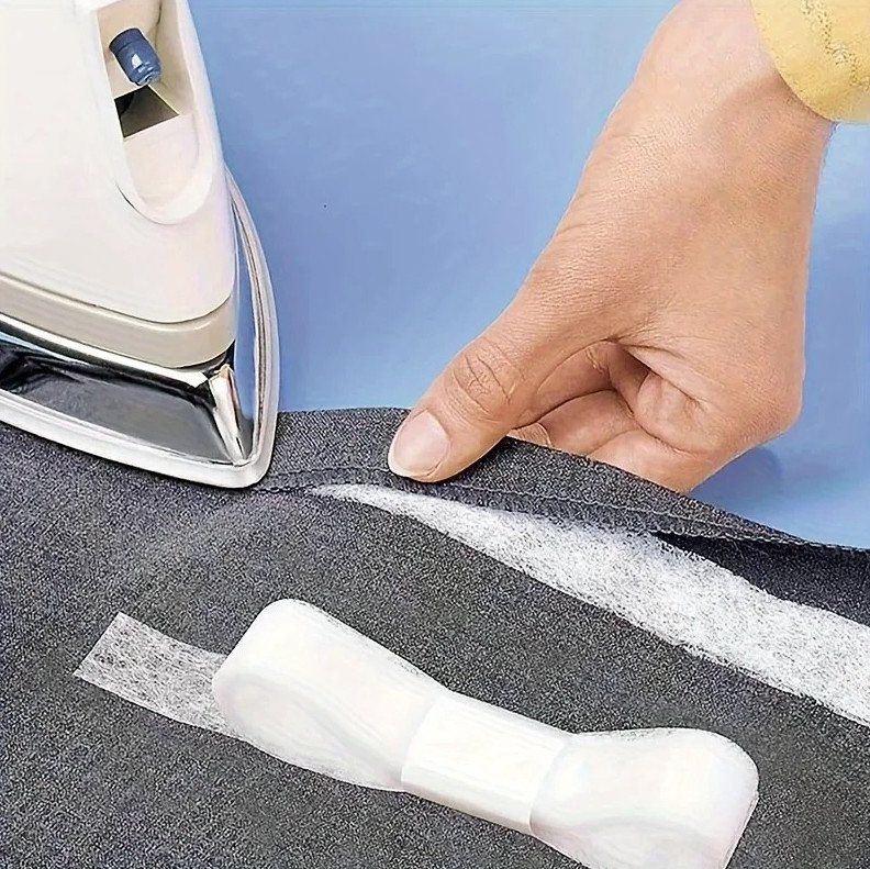 2 Rolls Double-Sided Iron-On Hem Tape Fabric Interlining Adhesive