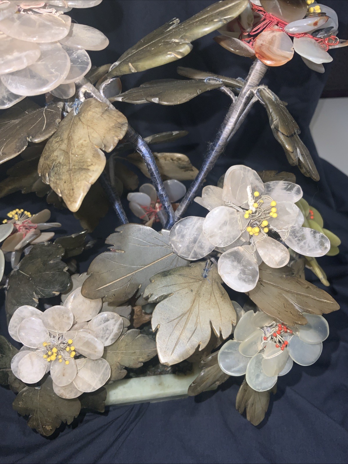 Vtg MCM Jade Agate Carnelian Quartz Large Bonsai Tree