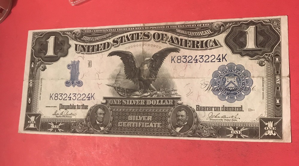 1899 $ 1 black eagle silver certificate , Bank Note￼￼