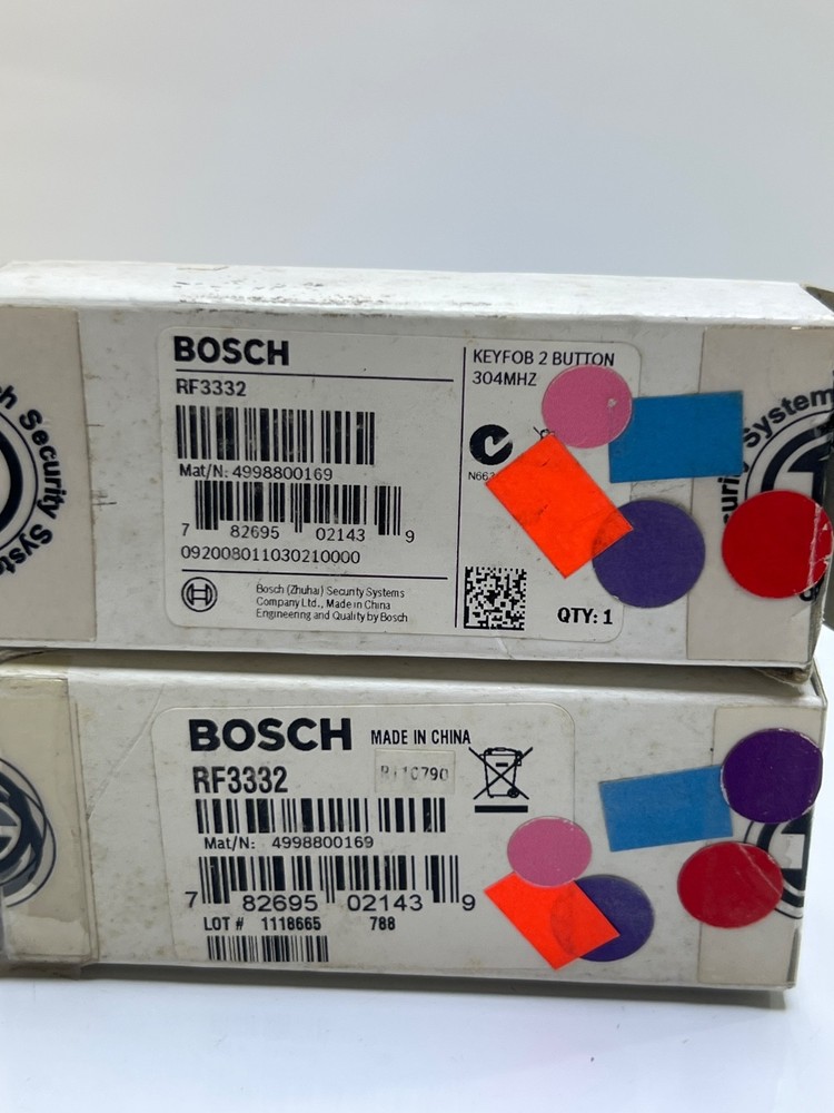 (Lot 2 Pcs) Bosch Security Systems RF3332 Keyfob 2 Button 304Mhz