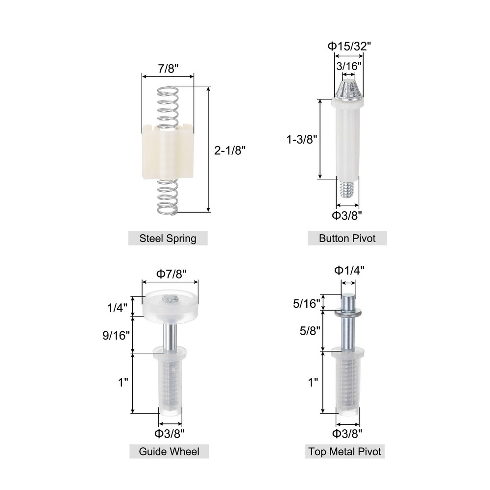 Bifold Door Hardware Kit Include Top & Bottom Pivot Steel Spring & Guide Wheel