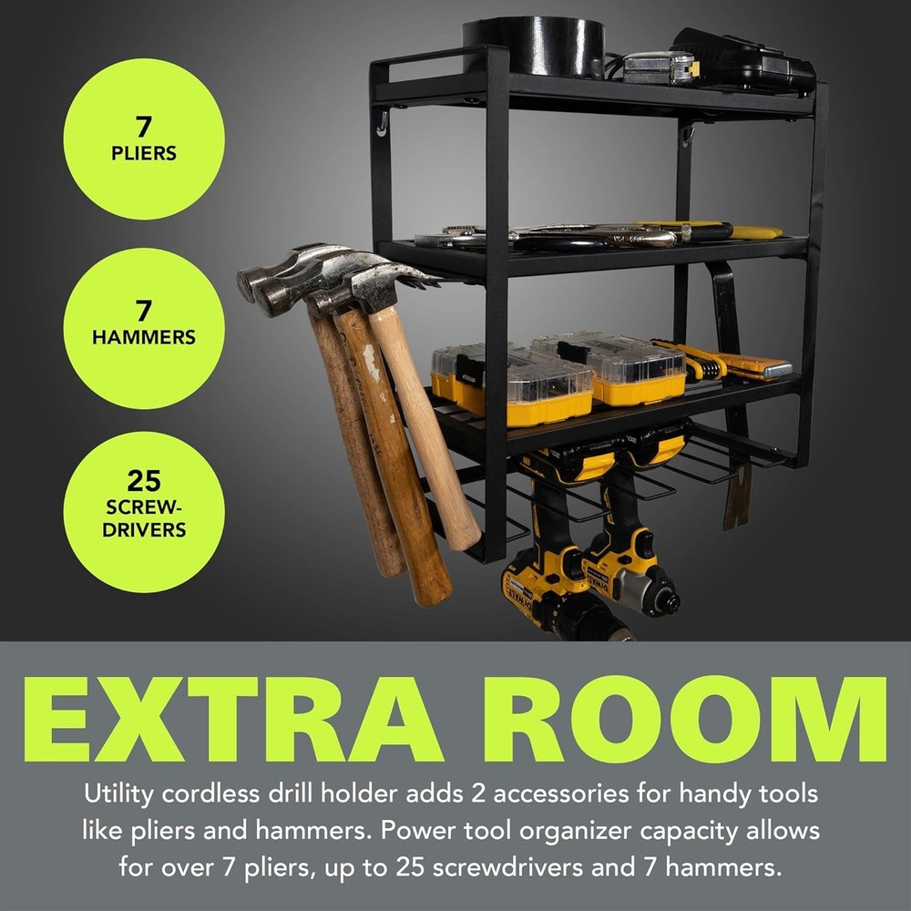 Pearington Power Tool Organizer,4 Layer Drill Holders Wall Mount