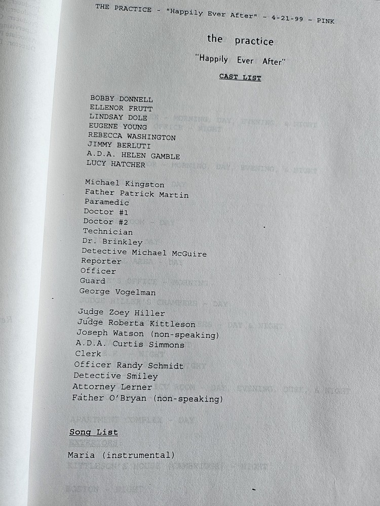 Happily Ever After THE PRACTICE 1999 First Draft SCRIPT COPY Bobby Donnell