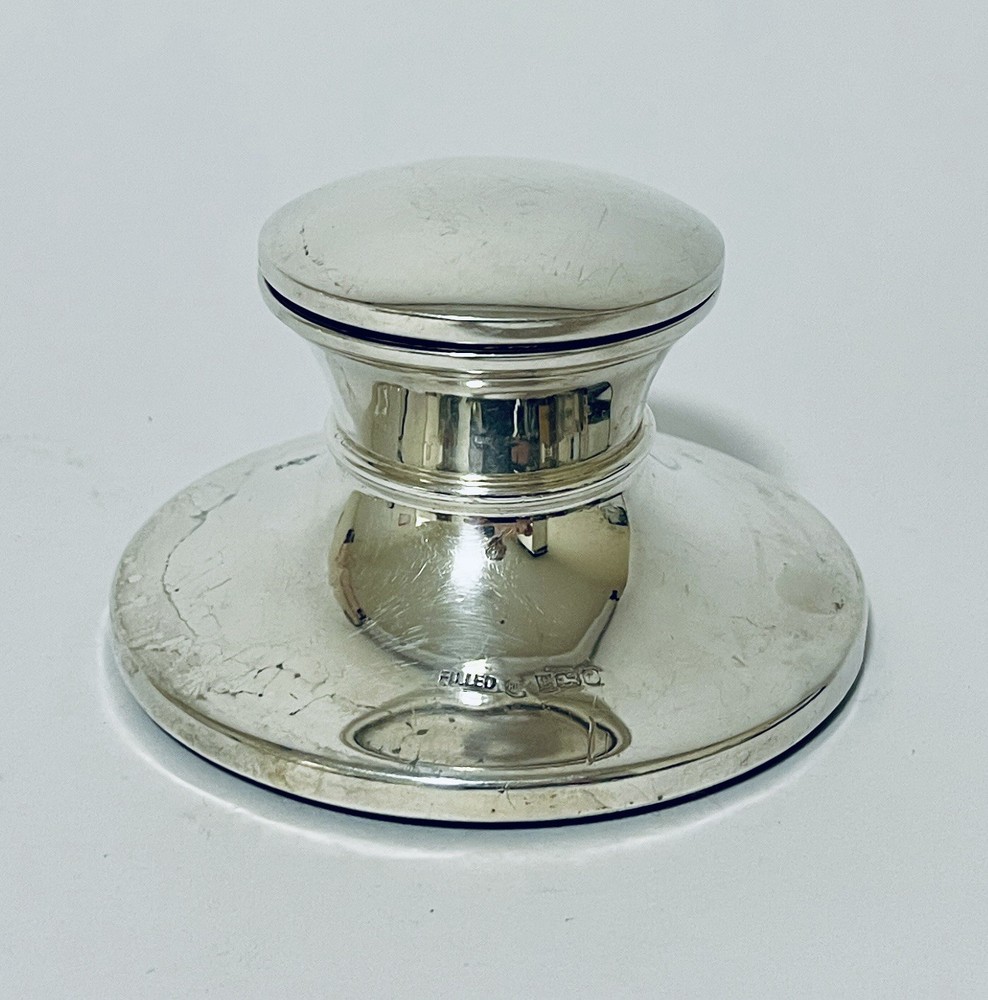 Solid Sterling Silver Capstan Inkwell with Liner