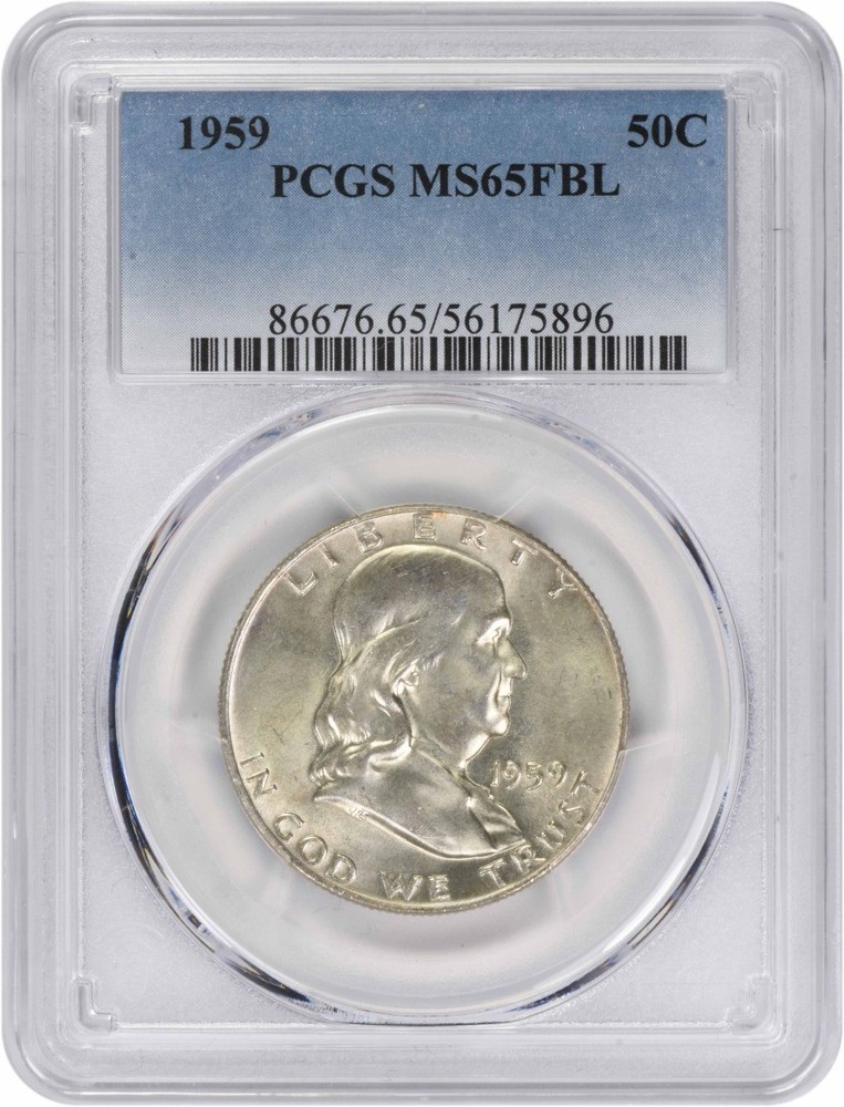 1959 Franklin Silver Half Dollar MS65FBL PCGS