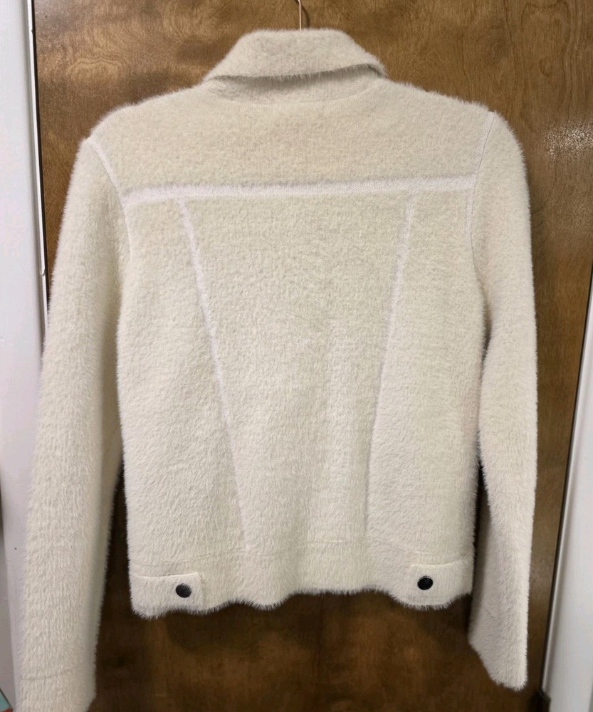 TAHARI Cream White Teddy Bear Shacket Size Small Euc