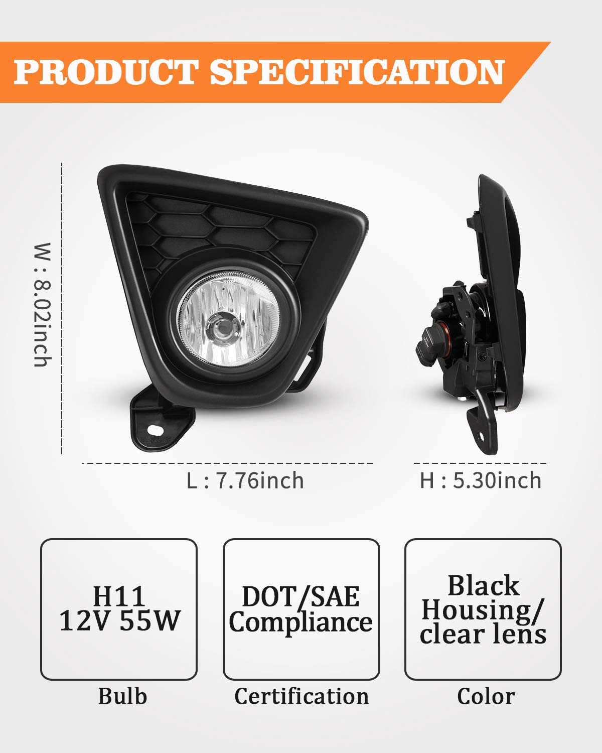 Fog Light Assembly for 2013 2014 2015 Mazda CX-5 With Clear Lens 2PCS OEM