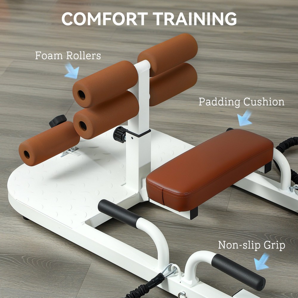 Soozier Sissy Squat Machine Hip Thrust Machine with Push Up Stand, White