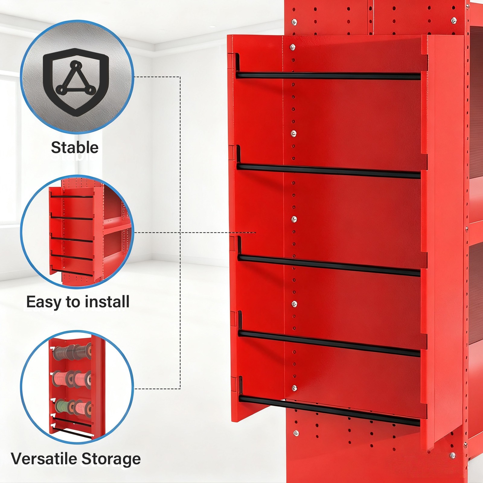 Red Wire Reel Holder 5 Rods Wire Spool Dispenser Rack For Industrial Electrical