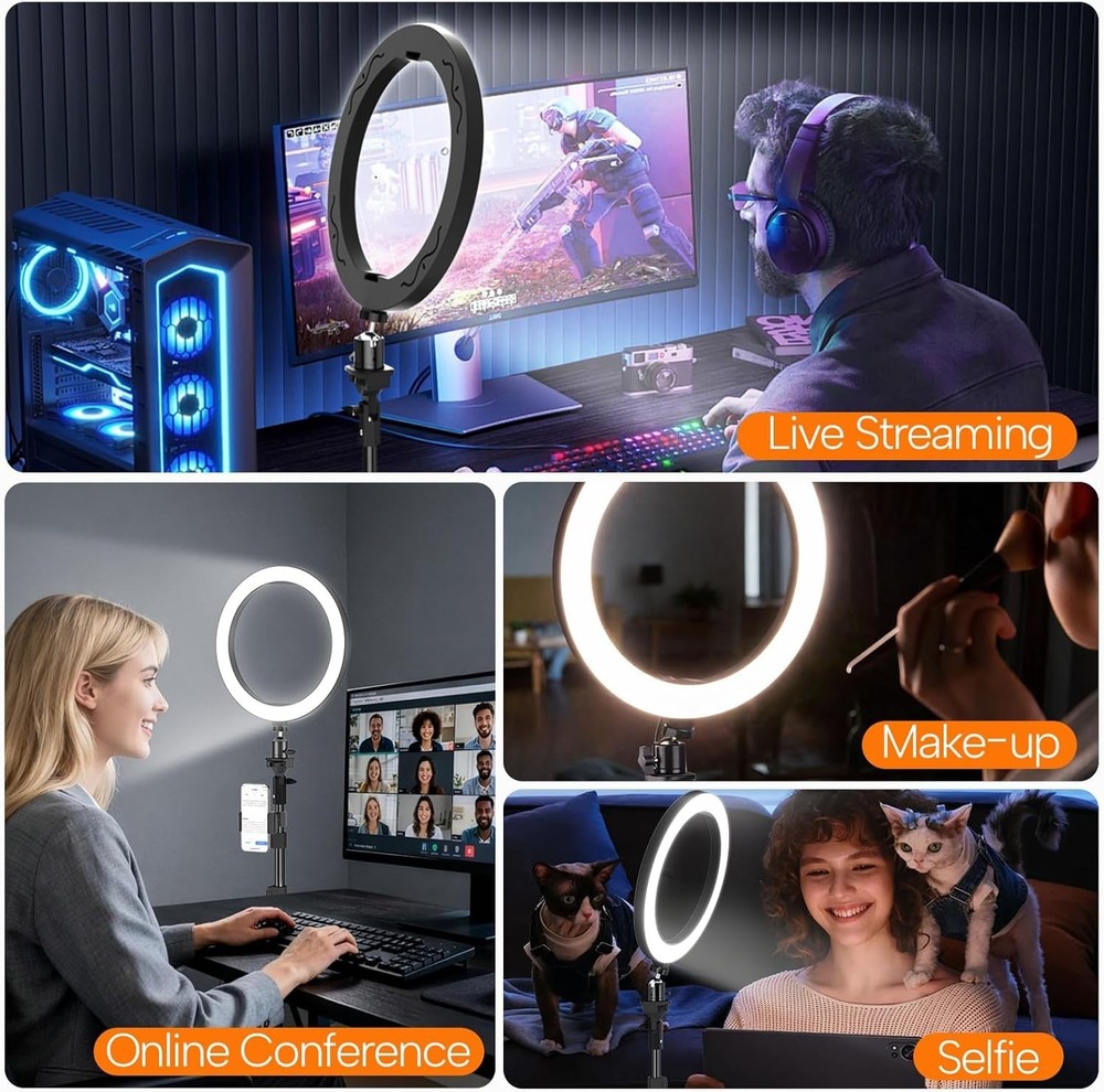 10 Inch Ring Light with Extendable Tripod Bluetooth Remote Makeup Live Streaming