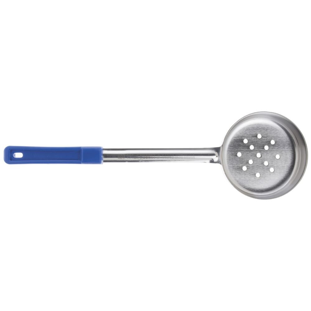 HUBERT® Portion Serving Spoon Scoop Perforated with Blue Plastic Handle 8 Ounce