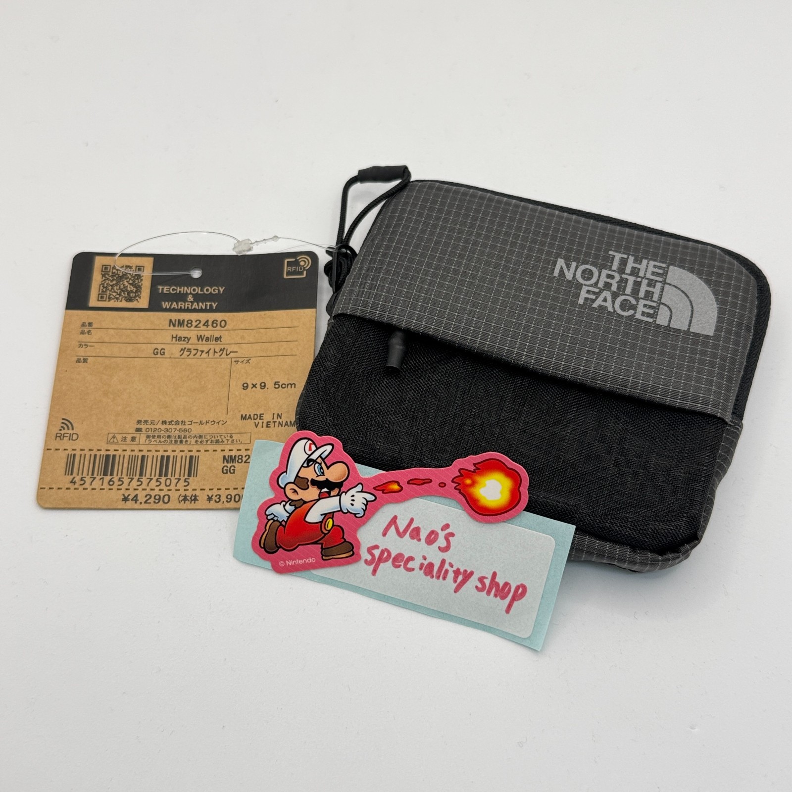THE NORTH FACE Hazy Wallet NM82460-GG Graphite Gray Mini Zip Coin & Card Nylon