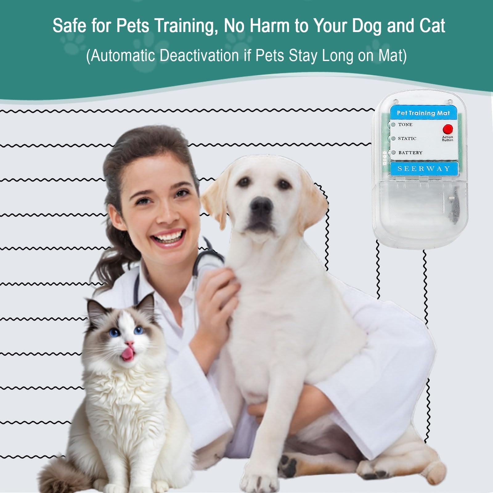 SEERWAY Scat Pet Shock Mat Indoor, Safe Training Pads for 60"x12" Sofa